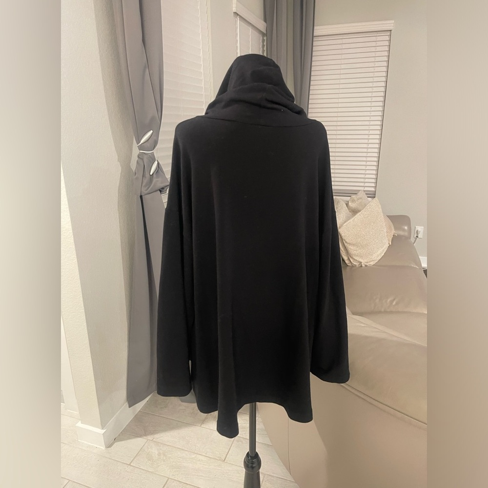 Bryn Walker Hoodie XL Black Bamboo Organic Cotton Blend Oversized Lagenlook Soft - Picture 3 of 7